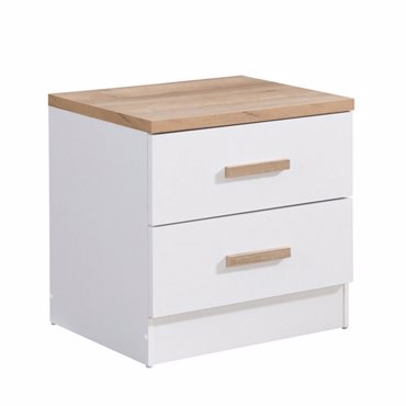 Liberta - Maison PRACTICO Κομοδίνο Φυσικό/Λευκό με 2 Συρτάρια 50x40x50cm 09-1969