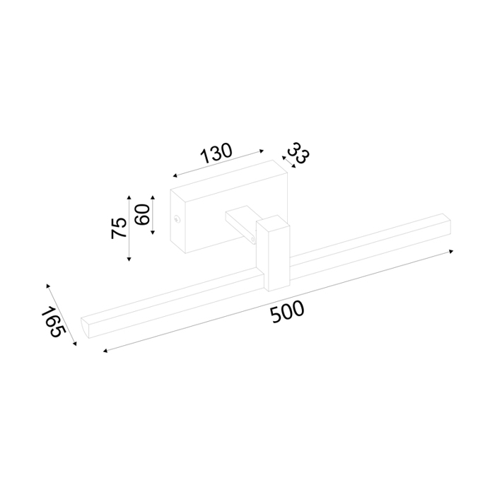 ACA Epitoixio Fotistiko ''MIRAR'' Metalliko Mavro me LED Thermo Lefko 50x16.5x7.5cm PN13LEDW50BK
