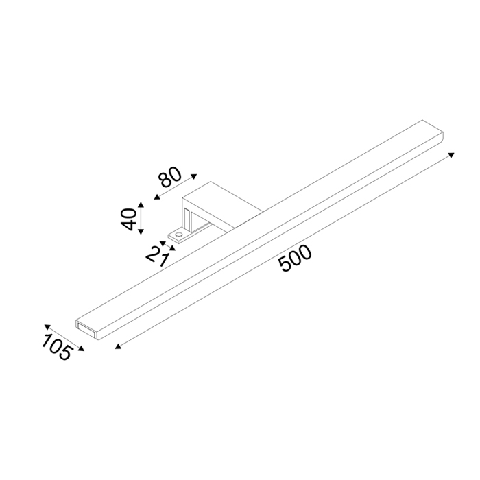 ACA Fotistiko Epiplou Baniou ''VOIR'' Metalliko Xromio me LED Thermo Lefko 50x10.5x4cm PN78LEDW50CH