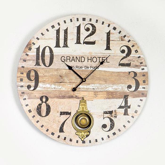 ESTHETI home Roloi Toixou me Ekkremes Metalliko/MDF Kafe/Mavro/Fusiko F58.2x4.3cm 753-10058