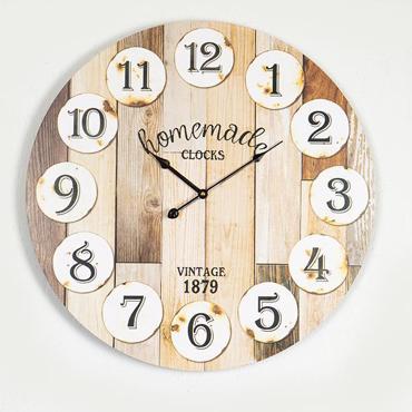 ESTHETI home Ρολόι Τοίχου MDF Εκρού/Μαύρο/Φυσικό Φ58.2x4.3cm 753-13030