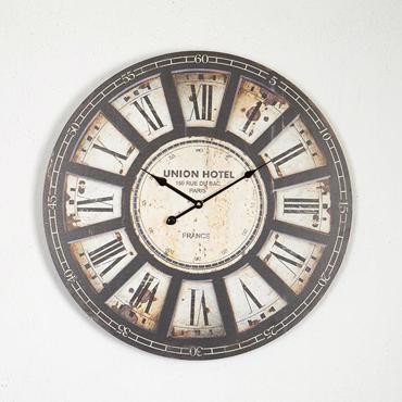 ESTHETI home Ρολόι Τοίχου Αντικέ MDF Εκρού/Μαύρο Φ58.2x4.3cm 753-13031