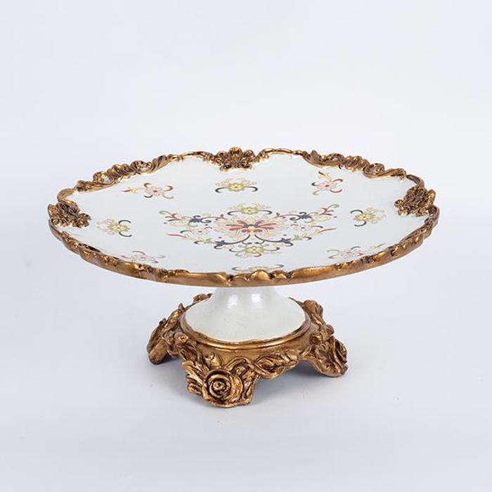 ESTHETI home Tourtiera Porselanis me Resin Lefki me Louloudia F34x15cm 754-11016
