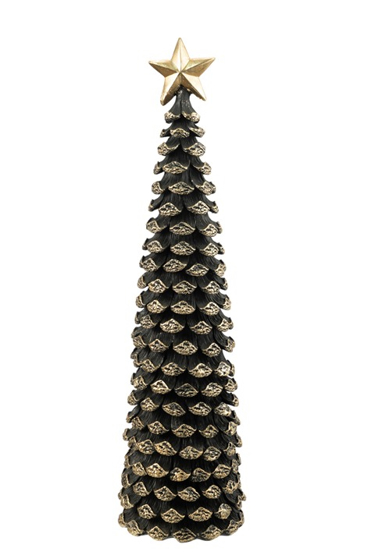 Zen Collection Χριστουγεννιάτικο Δέντρο Resin Κουκουνάρι Μαύρο/Χρυσό 12x12x45.5cm 50326