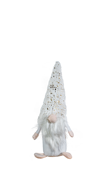Zen Collection Άγιος Βασίλης Υφασμάτινος Λευκός με Χρυσές Λεπτομέρειες 8x8x24cm 47367
