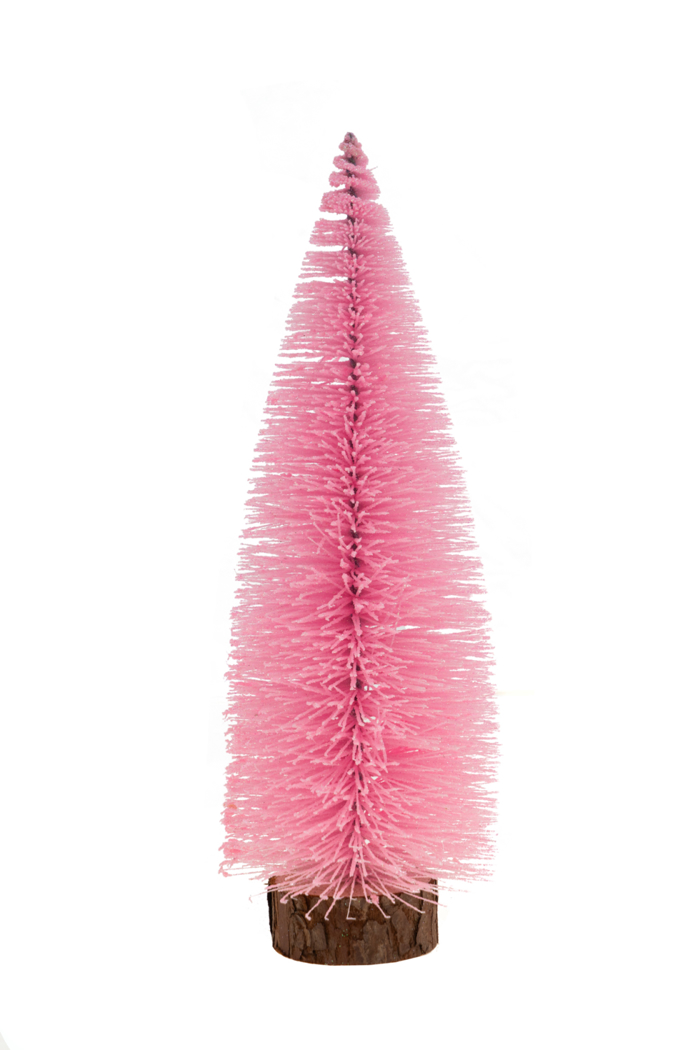 Zen Collection Xristougnniatiko Dentro apo Sizal Metaxi Roz me Glitter kai Xulini Basi 25cm 48766