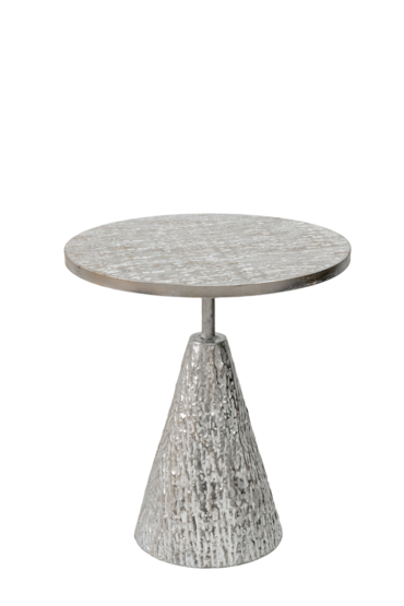 Zen Collection Μεταλλικό Τραπέζι Ασημί Σαγρέ Φ45x50.5cm 49569