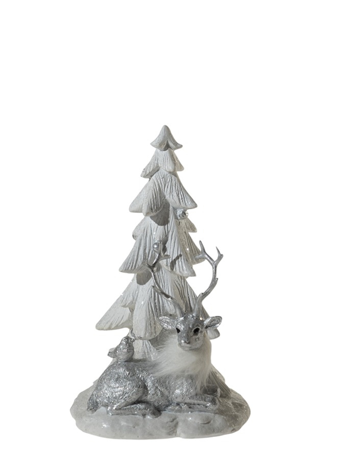 Zen Collection Xristougnniatiko Resin Dentro me Tarando Asimi/Lefko me Glitter 12.5x12x20cm 51974
