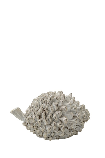 Zen Collection Χριστουγεννιάτικο Κουκουνάρι Resin Λευκό/Ασημί 14x9x7.5cm 53306